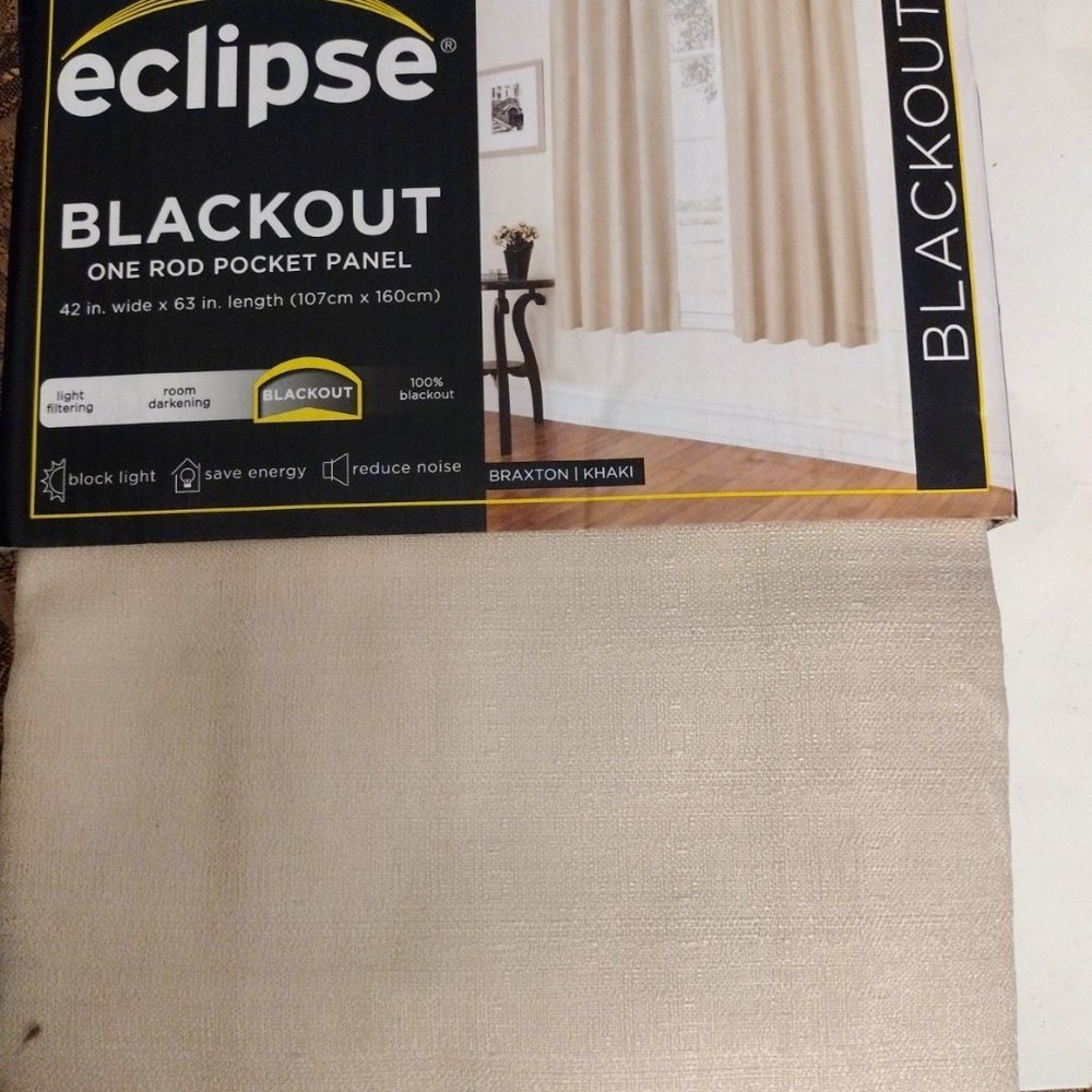 Eclipse Rod Pocket BlackOut Panel Braxton Khaki 42"×63" 1 Curtain Panel